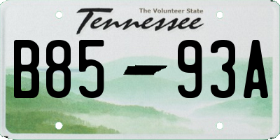 TN license plate B8593A