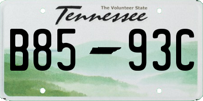 TN license plate B8593C