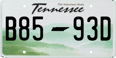 TN license plate B8593D