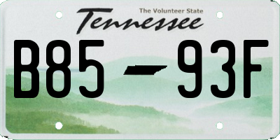 TN license plate B8593F