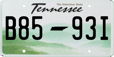 TN license plate B8593I