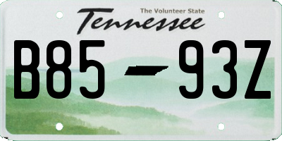 TN license plate B8593Z