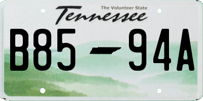 TN license plate B8594A