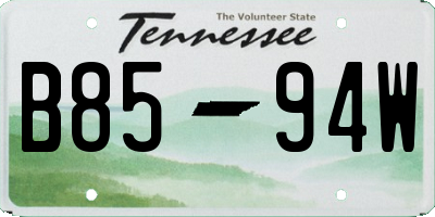 TN license plate B8594W