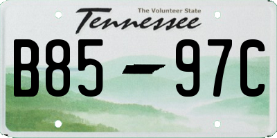 TN license plate B8597C
