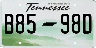 TN license plate B8598D