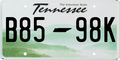 TN license plate B8598K