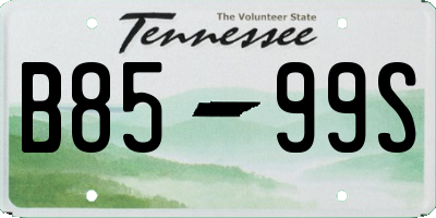 TN license plate B8599S