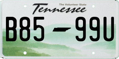 TN license plate B8599U