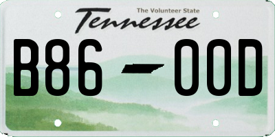 TN license plate B8600D