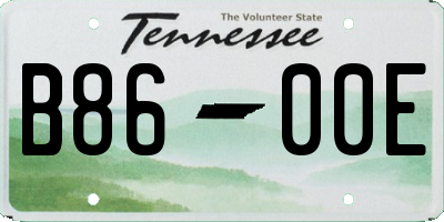 TN license plate B8600E