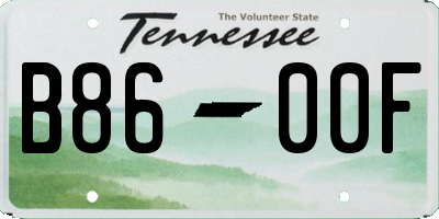 TN license plate B8600F