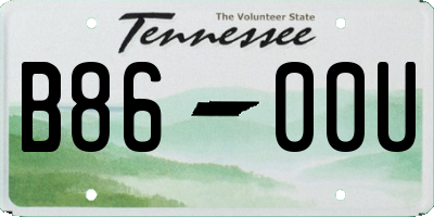 TN license plate B8600U
