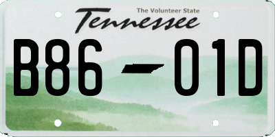 TN license plate B8601D