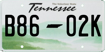 TN license plate B8602K