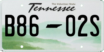TN license plate B8602S