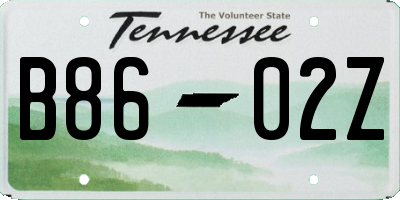 TN license plate B8602Z