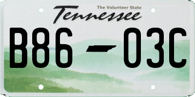 TN license plate B8603C