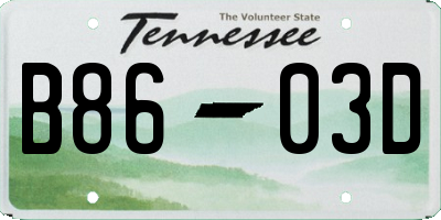 TN license plate B8603D