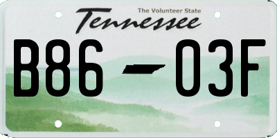 TN license plate B8603F