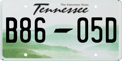 TN license plate B8605D