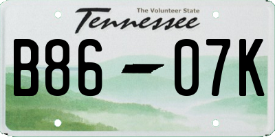 TN license plate B8607K