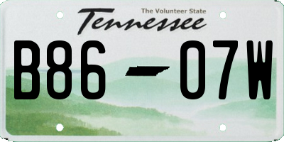 TN license plate B8607W