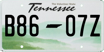 TN license plate B8607Z