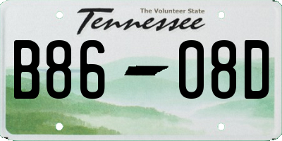 TN license plate B8608D