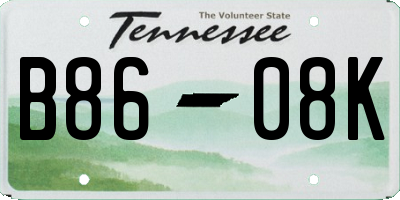 TN license plate B8608K