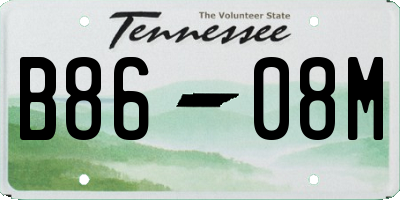 TN license plate B8608M