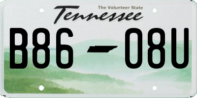 TN license plate B8608U