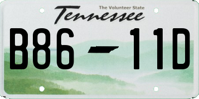 TN license plate B8611D