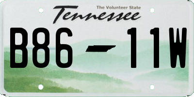 TN license plate B8611W