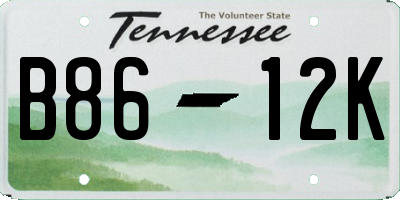 TN license plate B8612K