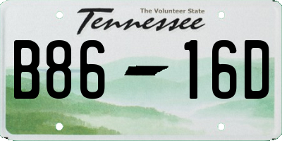 TN license plate B8616D