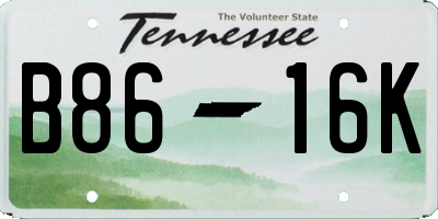 TN license plate B8616K
