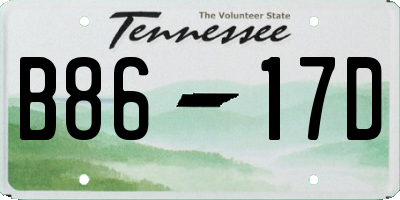 TN license plate B8617D