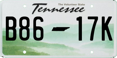 TN license plate B8617K