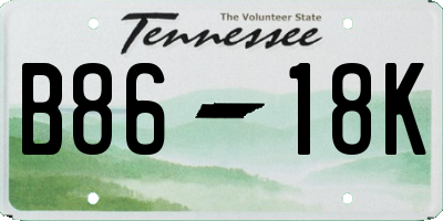 TN license plate B8618K