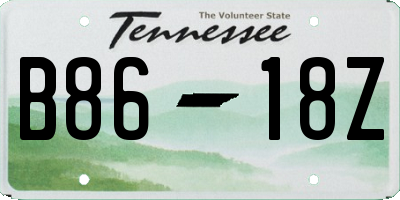 TN license plate B8618Z