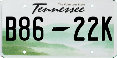 TN license plate B8622K