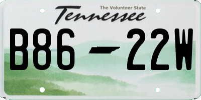 TN license plate B8622W