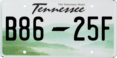 TN license plate B8625F