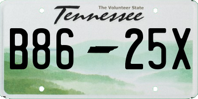 TN license plate B8625X