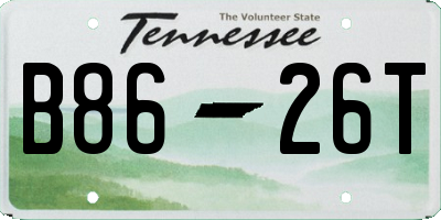 TN license plate B8626T