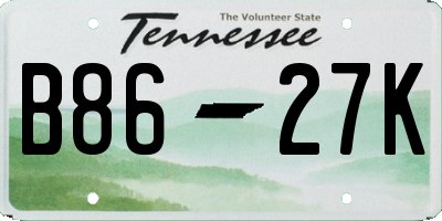TN license plate B8627K