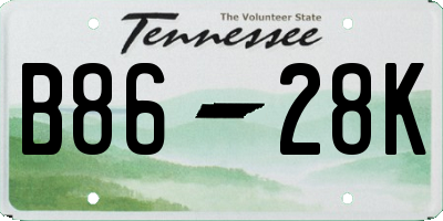 TN license plate B8628K