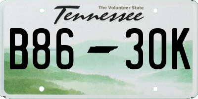 TN license plate B8630K