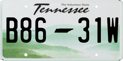 TN license plate B8631W